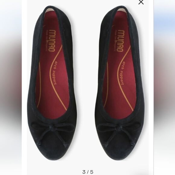 Munro Joslynn Black Kid Suede Rounded Toe Ballet Flat W Bow Detail Size 9.5  NWT - Picture 1 of 8